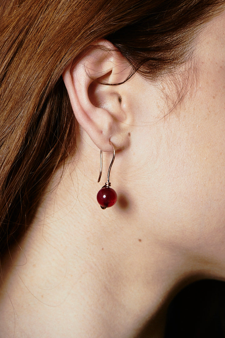 Verdequiete – Copper Drop Earrings with Green Stone Beads