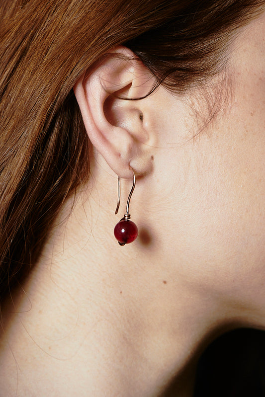 Rosso Strutturato – Copper Drop Earrings with Red Stone Beads