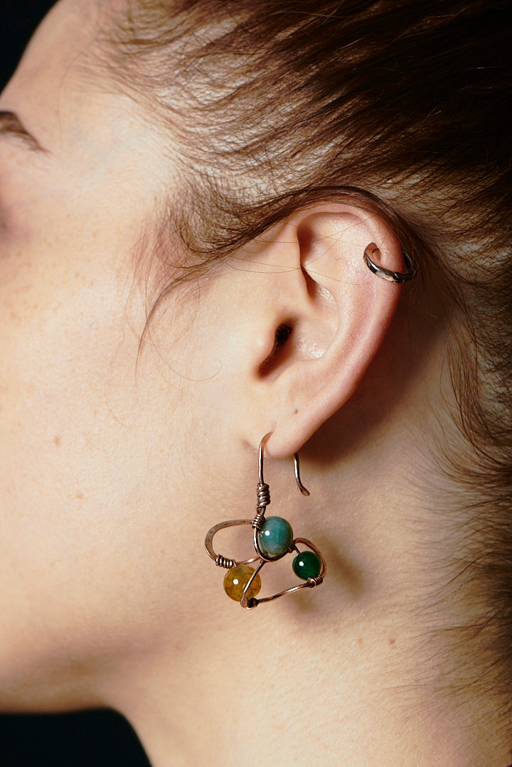 Gioco Minerale – Copper Parure with Green Stone and Spirals